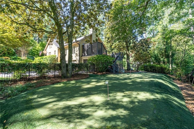 view of yard featuring fence