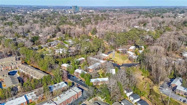 bird's eye view featuring a forest view