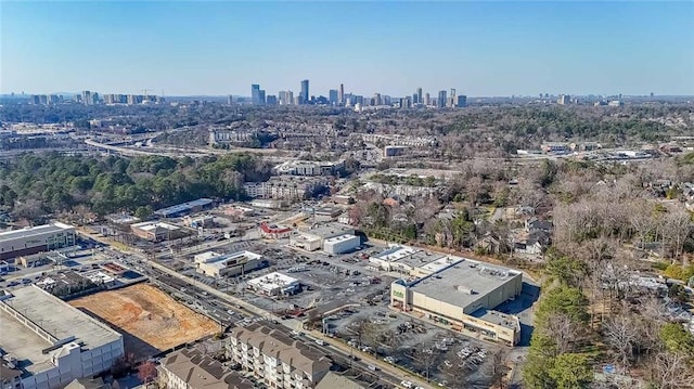 bird's eye view with a city view