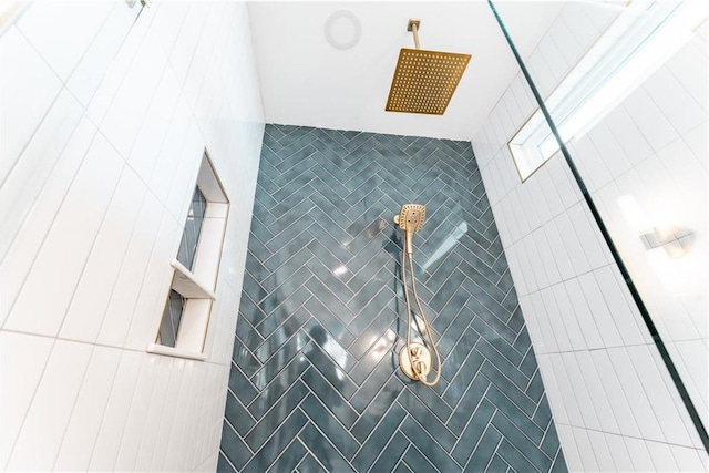 interior details with tiled shower