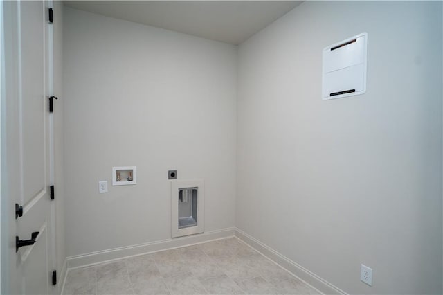 washroom with electric dryer hookup and hookup for a washing machine