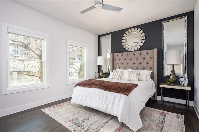 1821 Huntington Hills Ln NW, Atlanta, GA 30309 - bedroom featuring wood finished floors, baseboards, and ceiling fan