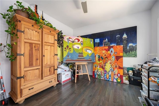 1821 Huntington Hills Ln NW, Atlanta, GA 30309 - game room with wood finished floors and a ceiling fan
