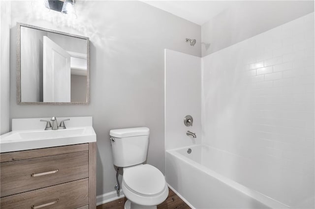 full bathroom featuring vanity, toilet, and shower / bathing tub combination