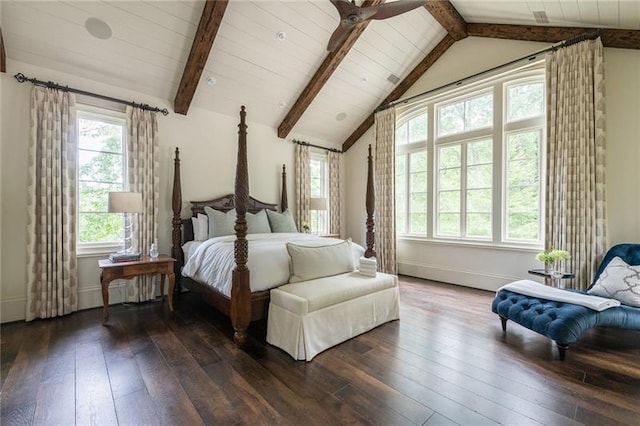 bedroom with multiple windows and wood-type flooring