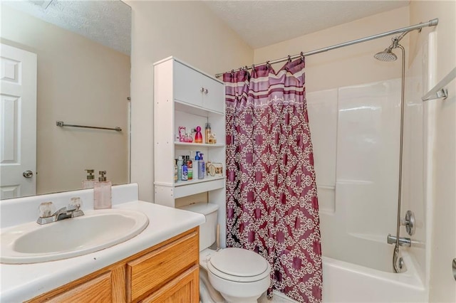 3623 Thurleston Ct SW, Marietta, GA 30008 - full bath with vanity, shower / tub combo with curtain, and a textured ceiling