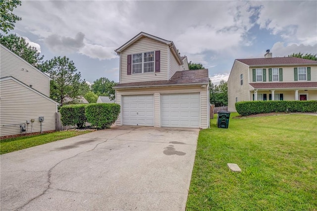 3623 Thurleston Ct SW, Marietta, GA 30008 - view of front facade with concrete driveway, a front lawn, and a garage