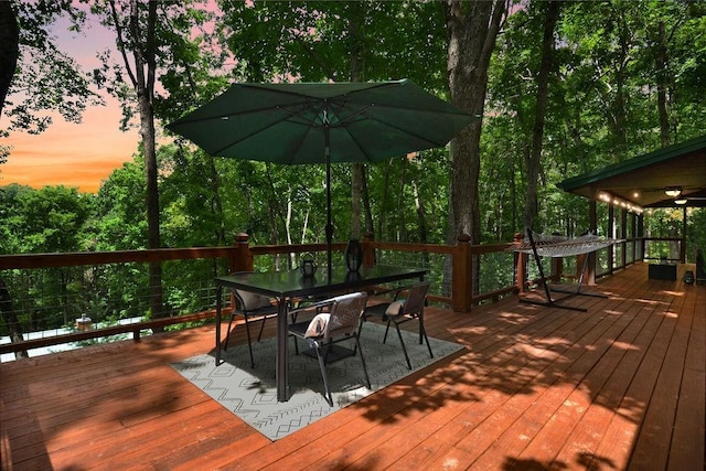 307 Pigeon Creek Rd, Blue Ridge, GA 30513 - wooden terrace with outdoor dining area