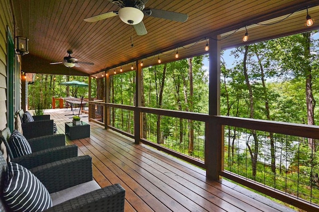 307 Pigeon Creek Rd, Blue Ridge, GA 30513 - deck with ceiling fan