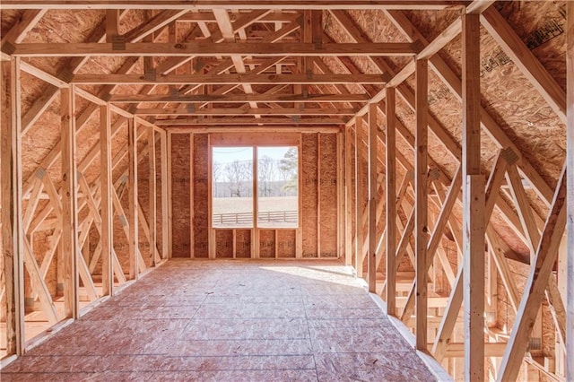 view of unfinished attic