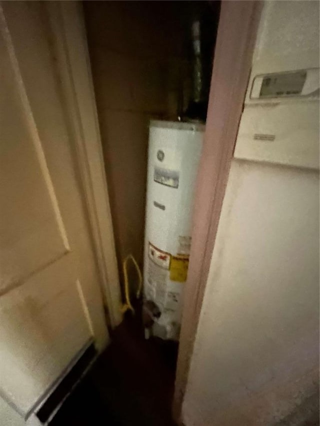 utility room featuring gas water heater