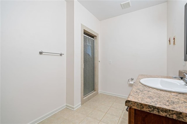 4915 Lazy Creek Ct, Cumming, GA 30028 - bathroom featuring vanity, a shower stall, baseboards, and tile patterned floors