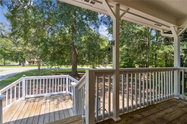 136 Pine St, Covington, GA 30014 - deck featuring view of wooded area