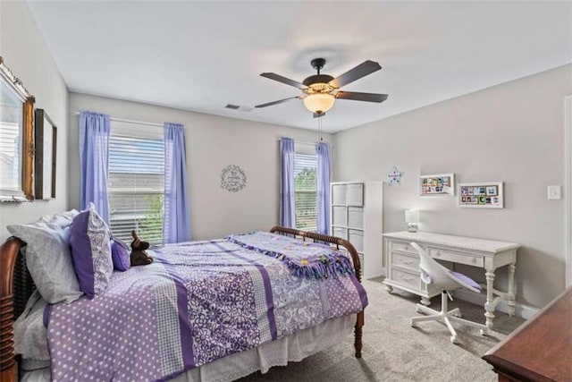 35 Huntington Way, Williamson, GA 30292 - carpeted bedroom featuring visible vents, ceiling fan, and baseboards
