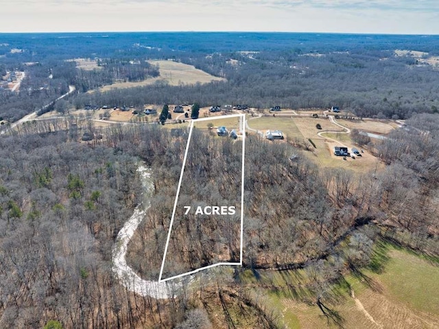 birds eye view of property featuring a rural view