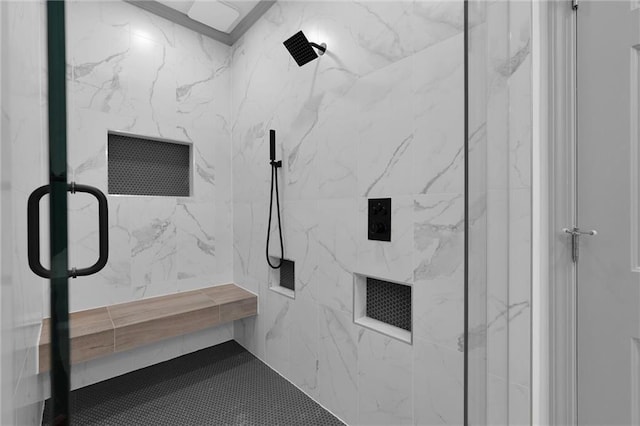 208 Wade Creek Rd, Alpharetta, GA 30009 - bathroom with a marble finish shower