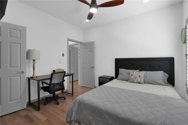 208 Wade Creek Rd, Alpharetta, GA 30009 - bedroom featuring wood finished floors, recessed lighting, ceiling fan, and a desk