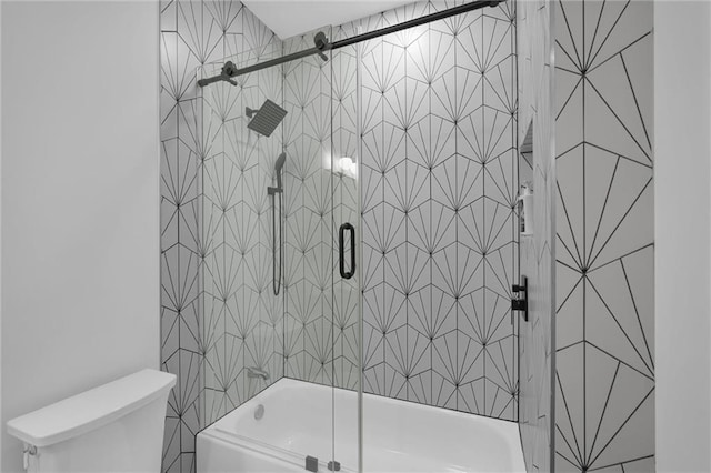 208 Wade Creek Rd, Alpharetta, GA 30009 - bathroom featuring enclosed tub / shower combo and toilet