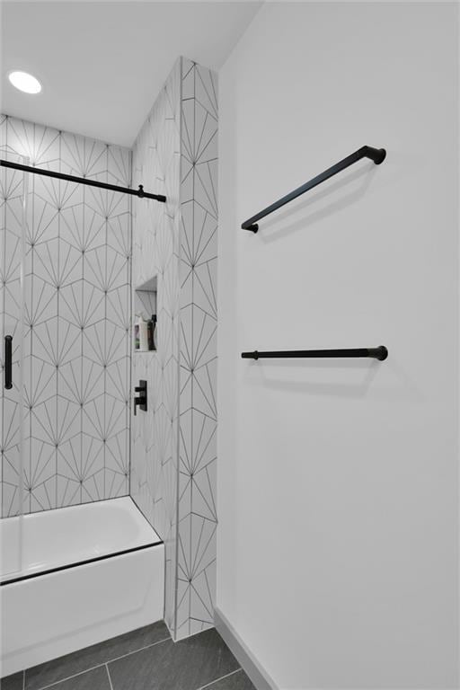208 Wade Creek Rd, Alpharetta, GA 30009 - full bathroom featuring washtub / shower combination and tile patterned floors
