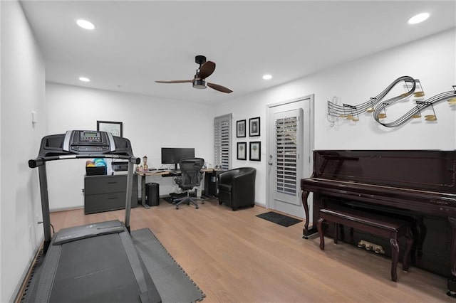 208 Wade Creek Rd, Alpharetta, GA 30009 - office featuring wood finished floors, ceiling fan, and recessed lighting