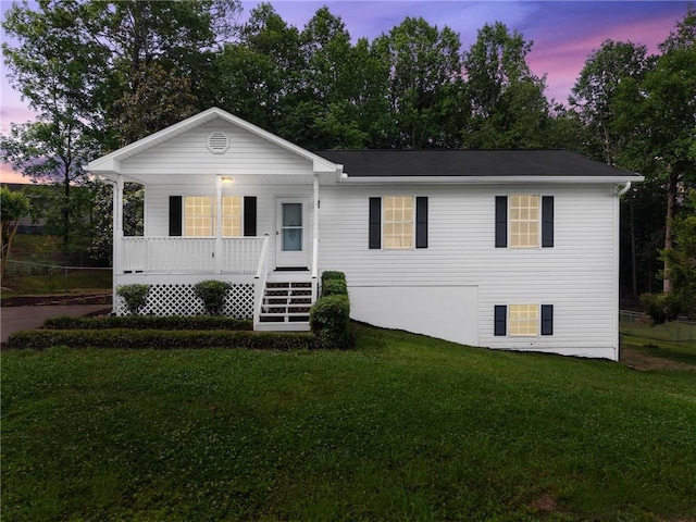 60 Weeping Willow Ln, Dawsonville, GA 30534 - view of front of property featuring a porch, a yard, and stairs