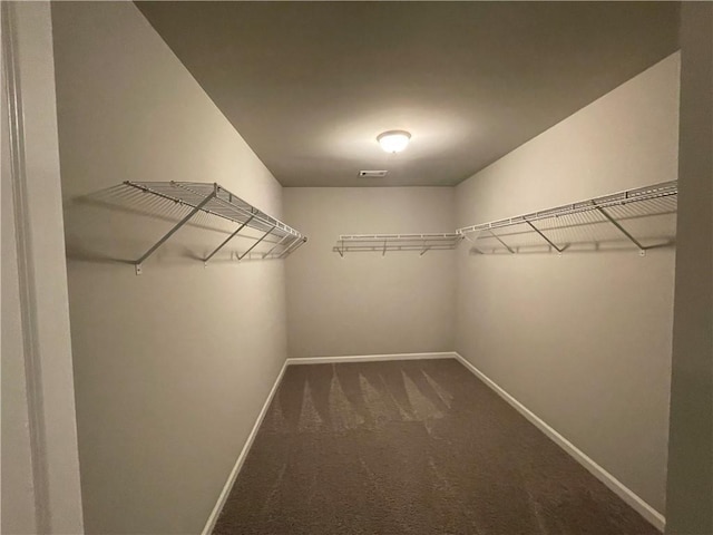 walk in closet featuring carpet flooring and visible vents
