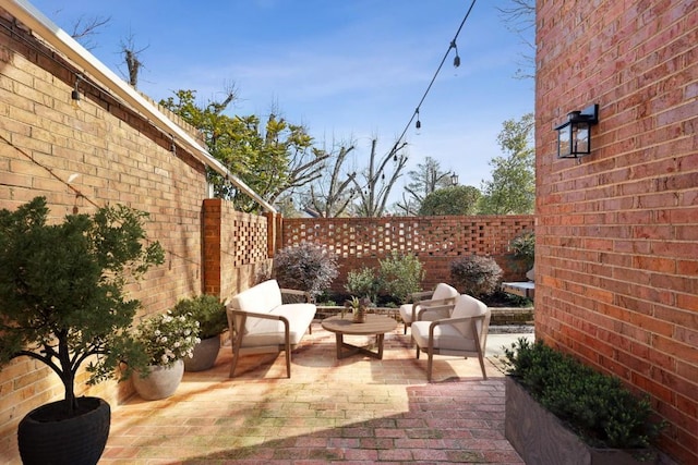 view of patio featuring an outdoor living space