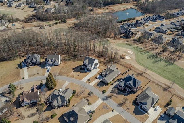 aerial view featuring a residential view and a water view