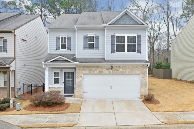 view of front of house with a garage