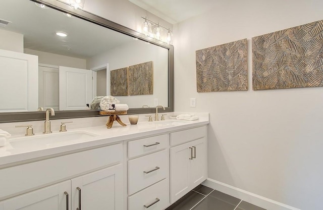 bathroom featuring vanity and tile patterned floors