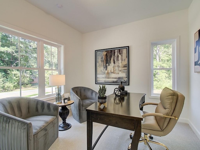 carpeted office featuring plenty of natural light