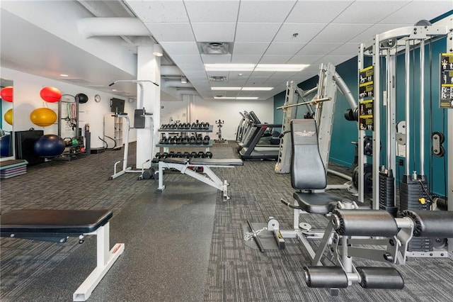 gym with carpet