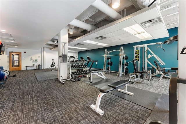 gym with carpet floors