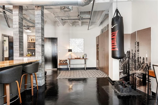 lobby with a high ceiling