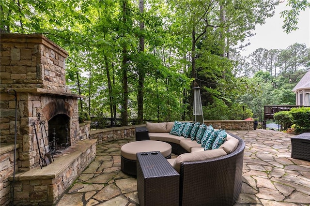 176 Nightwind Trce, Acworth, GA 30101 - view of patio / terrace featuring an outdoor stone fireplace