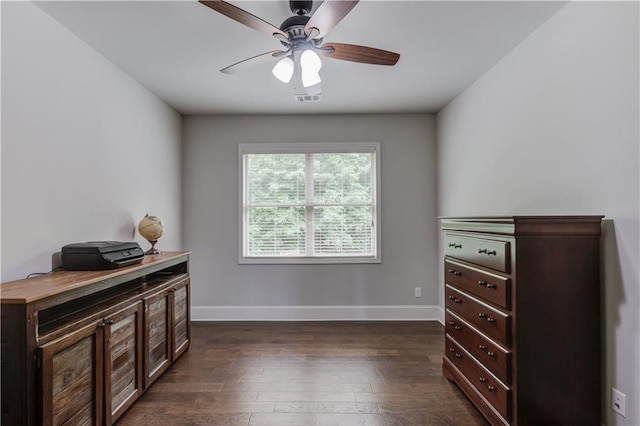 4241 Summer Breeze Way, Buford, GA 30518 - bedroom with dark wood-style flooring, baseboards, and ceiling fan