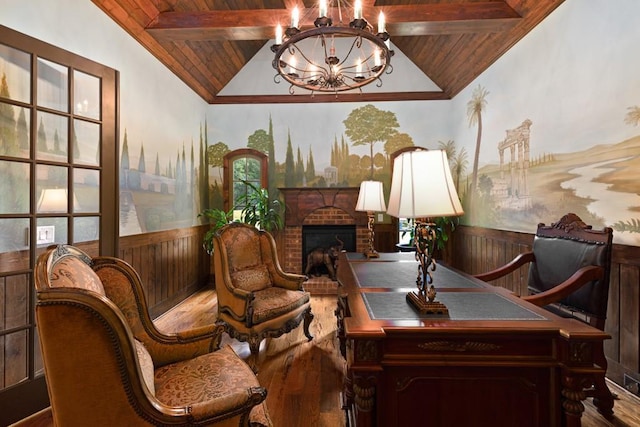 2740 Drayton Hall Dr, Buford, GA 30519 - sitting room featuring a wainscoted wall, wood finished floors, and wood ceiling