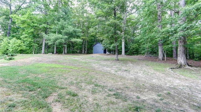 188 Crystal Creek Dr, Jasper, GA 30143 - view of yard with a forest view and a storage unit
