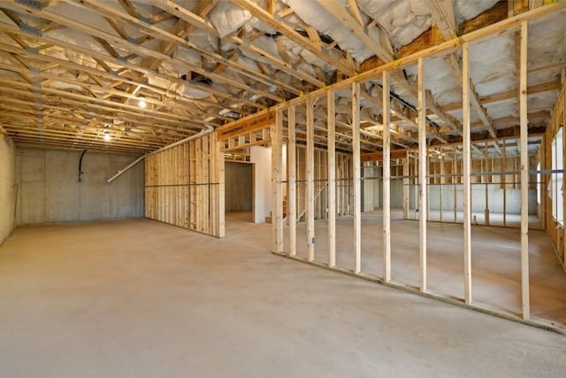view of unfinished basement