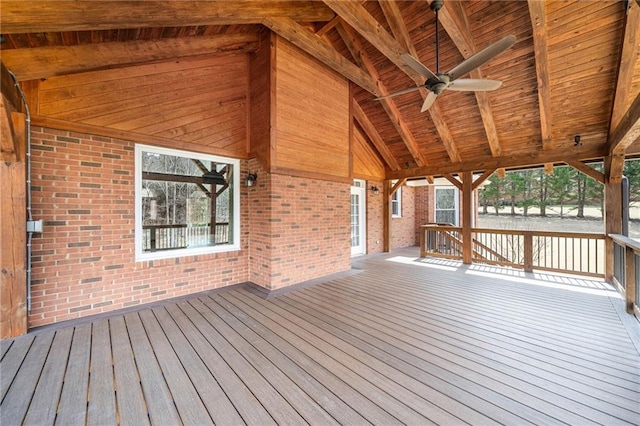 wooden terrace with ceiling fan