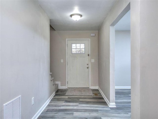 foyer entrance featuring hardwood / wood-style flooring