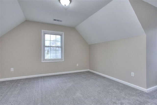 additional living space with lofted ceiling and carpet flooring