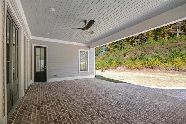 view of patio with ceiling fan