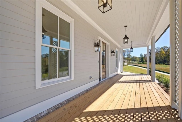 wooden deck featuring covered porch