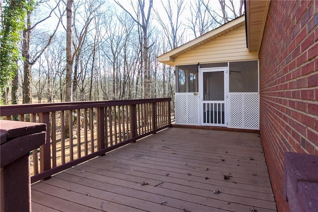 deck featuring a sunroom