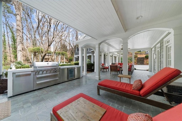 view of patio / terrace featuring area for grilling and exterior kitchen