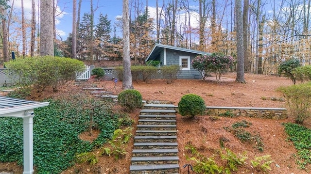 view of yard with stairs
