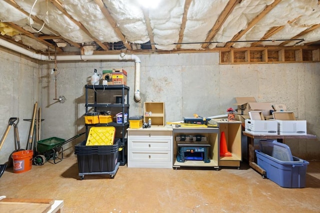 view of unfinished basement