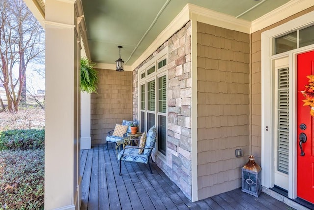 wooden terrace with covered porch