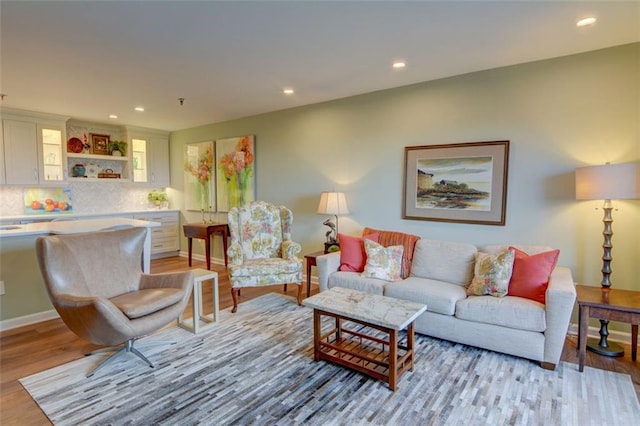 living room with light wood-type flooring